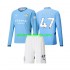 Camisola Manchester City Phil Foden 47 Criança Equipamento Primeiro 2024-2025 Manga Comprida